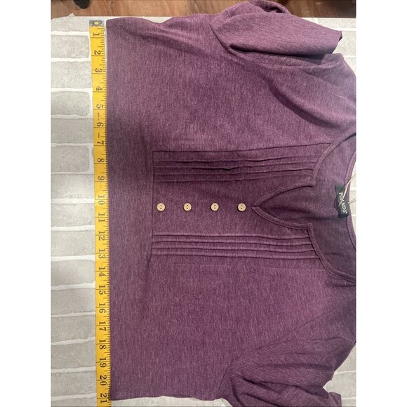 PGANDS Tunic Women Size L Purple Split V Neck Pleated Long Sleeve NWT - Picture 10 of 10